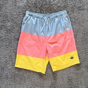 Sperry Boys' Colorblock Shorts in Light Gray, Coral & Yellow